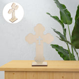 LOGOFUN 10pcs Wooden Cross Ornament Churches Wood Cross With Stand Crafts Wooden Standing Cross Statue for Home Wedding Church Decoration LOGOFUN