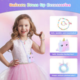 PERRYHOME Unicorns Gifts for Girls Age 4 5 6 7 8 9 10+ Birthday Back to School Day Gifts,Soft Plush Toys Set with Light-up Star Pillow,DIY 900ML Bottle,Diary,Coin Purse,Unicorn Plush Accessory PERRYHOME