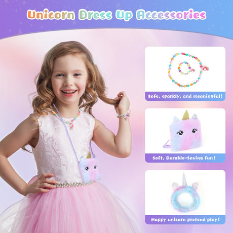 PERRYHOME Unicorns Gifts for Girls Age 4 5 6 7 8 9 10+ Birthday Back to School Day Gifts,Soft Plush Toys Set with Light-up Star Pillow,DIY 900ML Bottle,Diary,Coin Purse,Unicorn Plush Accessory PERRYHOME