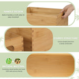 ANMINY Set of 4 Nesting Wooden Crates for Storage, Bamboo Wood Storage Containers Bins, Handmade Natural Large Wooden Storage Boxes Baskets with Handles for Organizing Shelf Closet Cabinet ANMINY