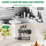 QHMCHLDZ Adhesive Shower Caddy, 2 Pack Corner Bath Organizer, Rustproof Stainless Steel Shower Shelves with Large Capacity, No Drilling Shelves for Bathroom Storage, Home, Kitchen Decor QHMCHLDZ