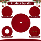 KCFESTIHUE Christmas Tree Skirt, 48 Inch Cable Knit Pattern, Luxury Xmas Holiday Decoration, Thick Rustic Fabric, Home Party Décor Red KCFESTIHUE