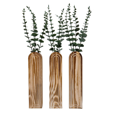 Liebemode Wood Wall Vase for Dried Flowers and Faux Greenery, 3 Pack Wooden Wall Planter Farmhouse Wall Decor for Living Room Bedroom Bathroom