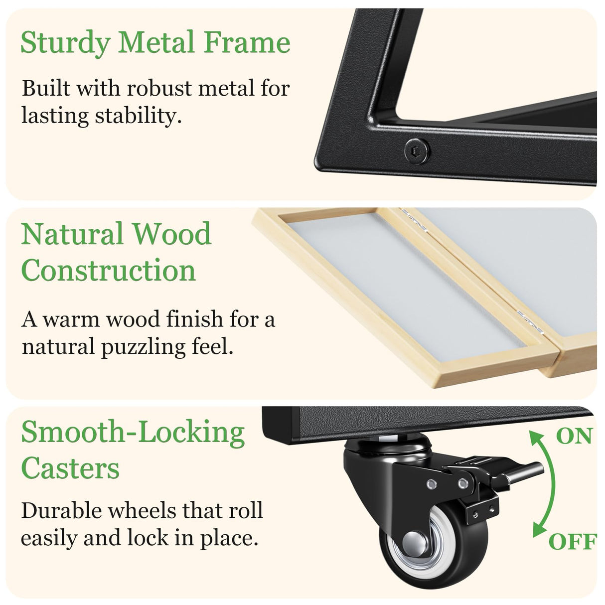 POKIPO 1500 Piece Jigsaw Puzzle Table with Legs, 36.61"x28.74" Adjustable Puzzle Table, 4 Hanging Trays, Puzzle Board with Wheels and PVC Cover for Adults and Families POKIPO