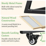 POKIPO 1500 Piece Jigsaw Puzzle Table with Legs, 36.61"x28.74" Adjustable Puzzle Table, 4 Hanging Trays, Puzzle Board with Wheels and PVC Cover for Adults and Families POKIPO