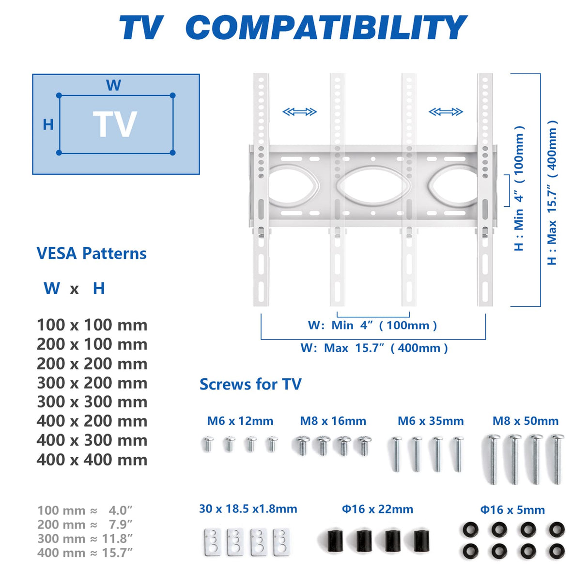 Rfiver Mobile TV Stand for 23-60 Inch LCD LED Flat/Curved Panel Screen TVs up to 88 lbs, Rolling TV Stand with Adjustable Shelf & Tilt, Portable Floor Stand on Wheels for Bedroom, Living Room, White Rfiver