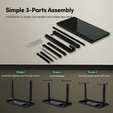 FEZIBO 48 × 24 Electric Standing Desk with Drawers, Whole-Piece Glass Adjustable Height Desk, One-Piece Quick Install Adjustable Sit Stand Desk, Black FEZIBO