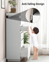 Seeday 6 Drawer Dresser for Bedroom with LED Lights, White Modern High Gloss Chest of Drawers for Closet, Tall Drawer with Adjustable LED Light, for Living Room, Entryway, Dressing Room Seeday