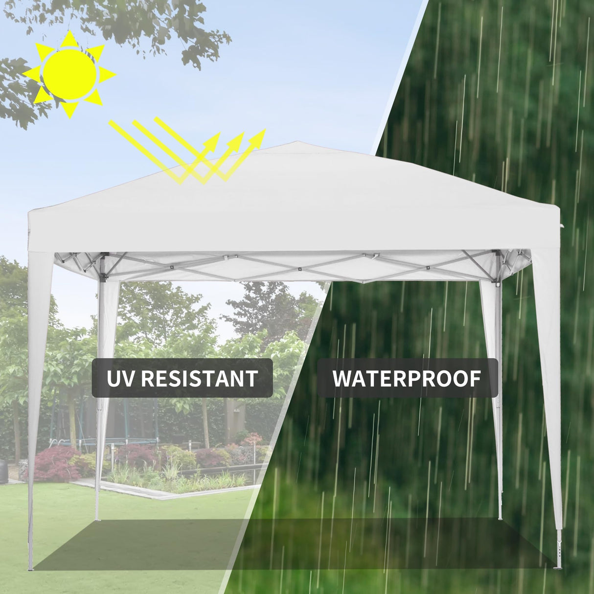 GDY 10'x10' Pop Up Canopy Tent, Outdoor Canopy Tent, Commercial Instant Gazebos, Portable Shelter Canopies, for Patio/Outdoor/Wedding Parties and Events, (White) GDY