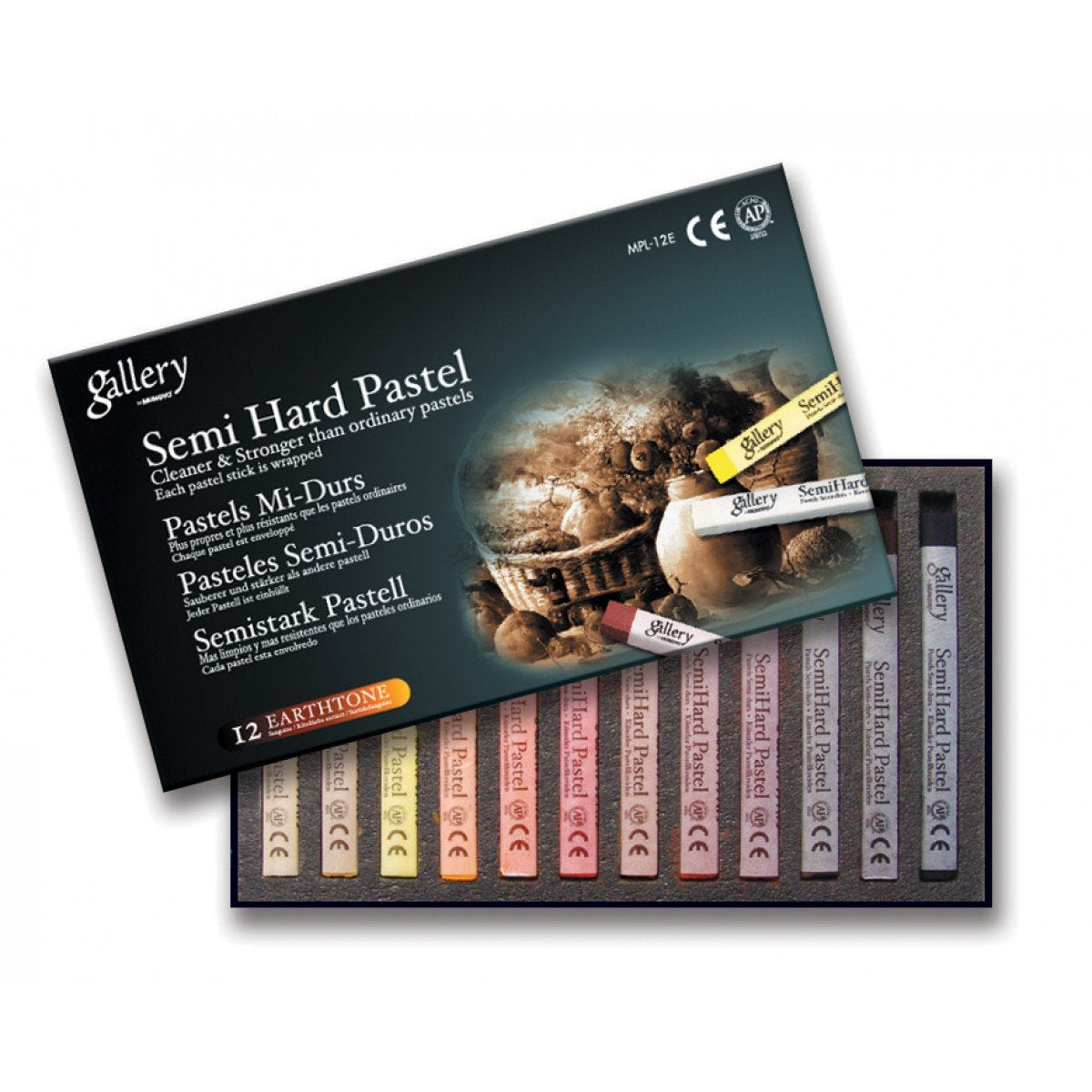 Mungyo Gallery Semi-Hard Pastels Cardboard Box Set of 12 - Earth Tones MUNGYO