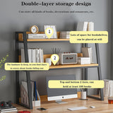2-Tier Black Desktop Bookshelf Organizer for Efficient Home Office & Dorm Storage Oisei
