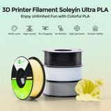 SOLEYIN 3D Printer Filament 1.75mm Ultra PLA Filament 300mm/s High Speed Accuracy +/- 0.02mm, Enhanced Toughness No Warp, 1kg Spool (2.2lbs), Fit Most FDM 3D Printer, PLA White SOLEYIN