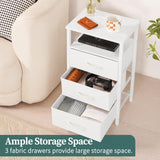 Yoobure Night Stand with Charging Station, 16 Colors LED Nightstand with USB Ports and Outlets, End Table with 3 Fabric Drawers and Storage Shelf, Bedside Tables Small Dresser for Small Space White Yoobure