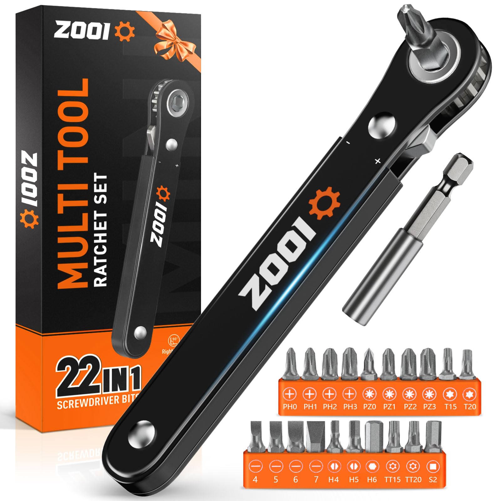 ZOOI Stocking Stuffers for Adults Men, Christmas Gifts for Men Ratcheting Pocket Screwdriver, Mens Gifts for Dad 90 Degree Right Ratchet Screwdriver, Dad Gifts for Him, White Elephant Gifts f - WoodArtSupply