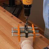 Omninmo Self Centering Doweling Jig, Adjustable Width Dowel Jig Kit for Straight Holes, Biscuit Joiner Set with 3 Drill Bits, 6 Drill Guide Bushings, 30 Wooden Dowels Omninmo