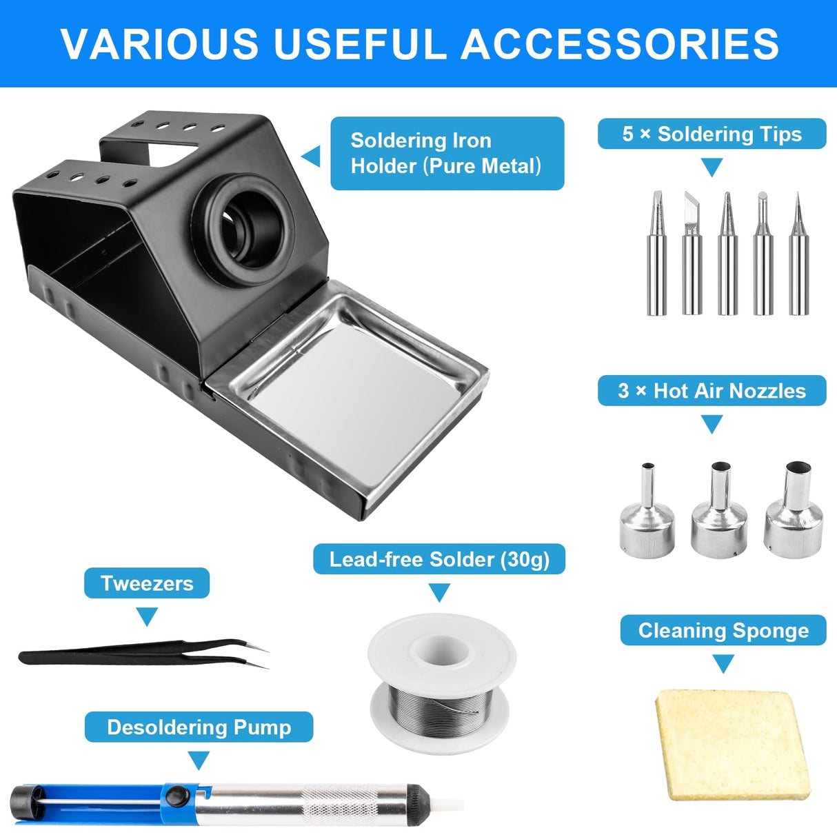 Beaiguna 2 in 1 Hot Air Rework Soldering Iron Station Kit, Precision Circuit Board Soldering Gun Kit, Rapid Heat up Solder Station, Upgrade Dual System Independent Control, Auto Sleep & Calibration Beaiguna