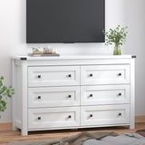 Wodeer White 6 Drawers Dresser for Bedroom,Wood Farmhouse Storage Chest of Drawers, Dresser with Metal Handles,Dressers Organizer for Bedroom, Living Room,Nursery,Hallway,White Wodeer