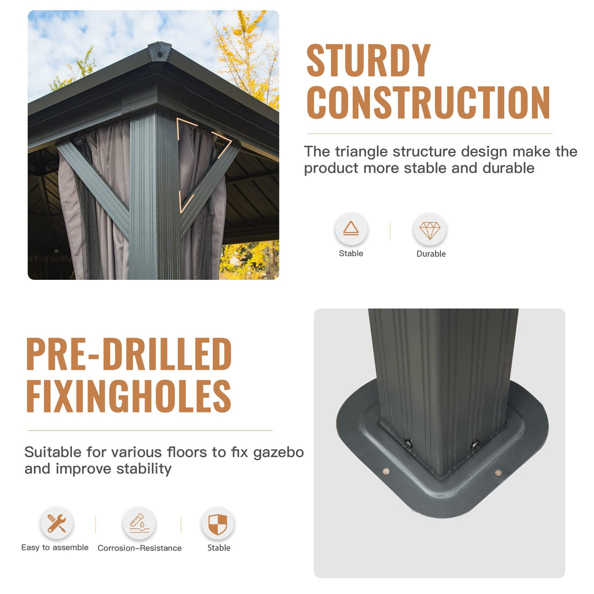 Domi 10' X 12' Hardtop Gazebo, Aluminum Metal Gazebo with Galvanized Steel Double Roof Canopy, Curtain and Netting, Permanent Gazebo Pavilion for Patio, Backyard, Deck, Lawn… domi outdoor living