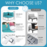 NICESOUL 10 Piece Oversized Modern Aluminum Patio Furniture Set, All Weather Rust Resistant Modular Sectional Sofa with Side Table, 500 lbs Heavy Duty Comfortable Outdoor Couch for Backyard Lawn, Teal NICESOUL