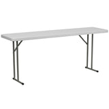EMMA + OLIVER 6-Foot Granite White Plastic Folding Training and Event Table EMMA + OLIVER