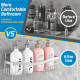 Youvip Adhesive Shower Caddy, No Drilling Bath Organizers 5 Pack, Rustproof Shelves with Soap Holder & Toothbrush Holder, Bathroom Organizers and Storage, Silver Youvip