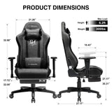 GTRACING Gaming Chair with Footrest, Fabric Breathable Big and Tall Ergonomic Computer Chair 350 lbs with Adjustable Lumbar Support and Recliner, High Back Game Chair for Office Gaming, Darkgray GTRACING