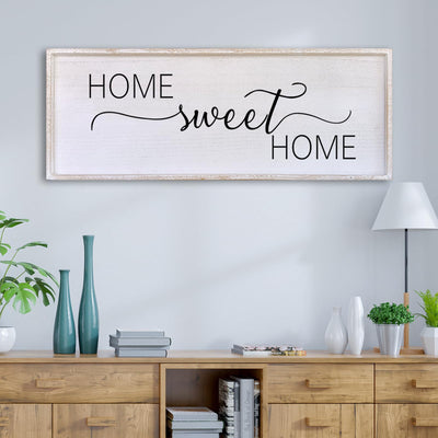 Home Sweet Home Sign Wall Decor 32”X12” Master Family Room Above Bed Beautiful Living Room Above Couch Sign Large Rustic Farmhouse Wood Framed Entryway Hanging Wall Art Decoration (White)