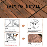 Deck Tiles - Pack of 10 Waterproof Acacia Wood Patio Tiles, Flooring Tiles for Indoor and Outdoor - Decking Stripe Pattern, Dark Brown, 12 x 12 x 1.7 inches SweetGO corporation