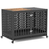 Huddycove 48inch Heavy Duty Dog Crate Compatible with Optional Divider, Extra Large Kennel for High Anxiety Dogs, Indestructible Pet Cage Indoor, Double Dog Crate for 2 Small Dogs Huddycove