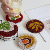 Temlum Punch Needle Coasters Kit, Punch Needle Embroidery Kit for Beginners and Adults Including Patterns, Tools, Yarns, Hoop, Instruction, Coaster Holder Coaster Art Craft Supplies (Plants) Temlum