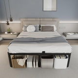 hiyuehome 14 inch King Size Bed Frame Metal Platform No Box Spring Needed with Headboard Hole Round Corner Legs Mattress Stoppers Retainers 3500LBS Queen Bed Frames Heavy Duty Steel Slats Noise-Free hiyuehome