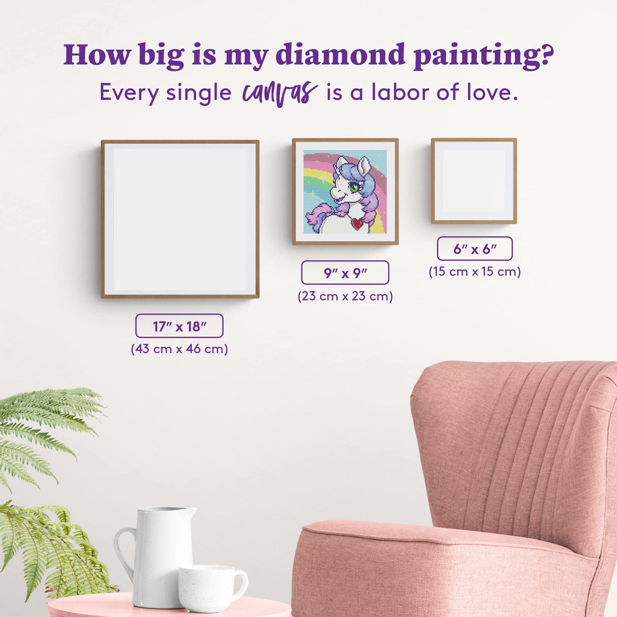 DIAMOND ART CLUB Unicorn Rainbow Diamond Painting Kit, 9" x 9" (23 x 23 cm) DIAMOND ART CLUB