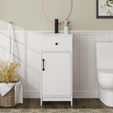 ALBAD 16-Inch Modern Bathroom Vanity with Sink, Small Bathroom Vanity Set with Storage, Freestanding Compact Space Bathroom Cabinet, Single Sink Cabinet with Adjustable Shelf (White) ALBAD
