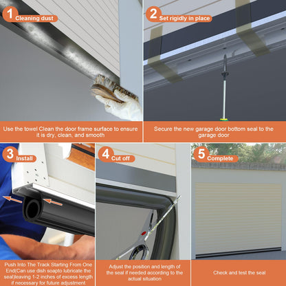 Symyda 16.5Ft Heavy-Duty U+O Ring Garage Door Seal, Garage Door Bottom Seal with Pre-drilled Aluminum Track Retainer Base Kit, Universal Rubber Garage Door Gasket Bottom for Buffering Sealing - WoodArtSupply