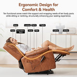 AIRSKY Power Lift Recliner Chair, Faux Leather, with Vibration Massage & Lumbar Heating, Dual Cup Holders & Side Pockets, Ideal for Elderly, Living Room, P3, Brown AIRSKY