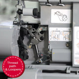 SINGER X5004-HD Metal Frame Serger & Overlock Machine | 2-3-4 Stitch Capability, 8 Built-In Stitches, 1300 Stitches per minute, Adjustable Differential Feed & 2 LED Lights (Grey/Blue) SINGER