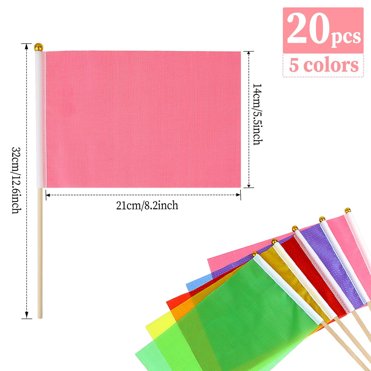 20 Pack Small Solid Color Flag, Mini Marking Flags on Sticks Blank Sublimation Flags Yellow Green Blue Red Flags DIY Graffiti Flags Kids Birthday Party Supplies for Parades Festival Events Celebration Sliverdew
