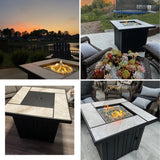 OutVue 30" Propane Fire Pit with Real Ceramic Tabletop, 50000 BTU Gas Firepit Table with Lid & Glass Rock, Outdoor Fire Pit for Dining or Party, Firepit for Outside, Patio, Garden, Yard OutVue