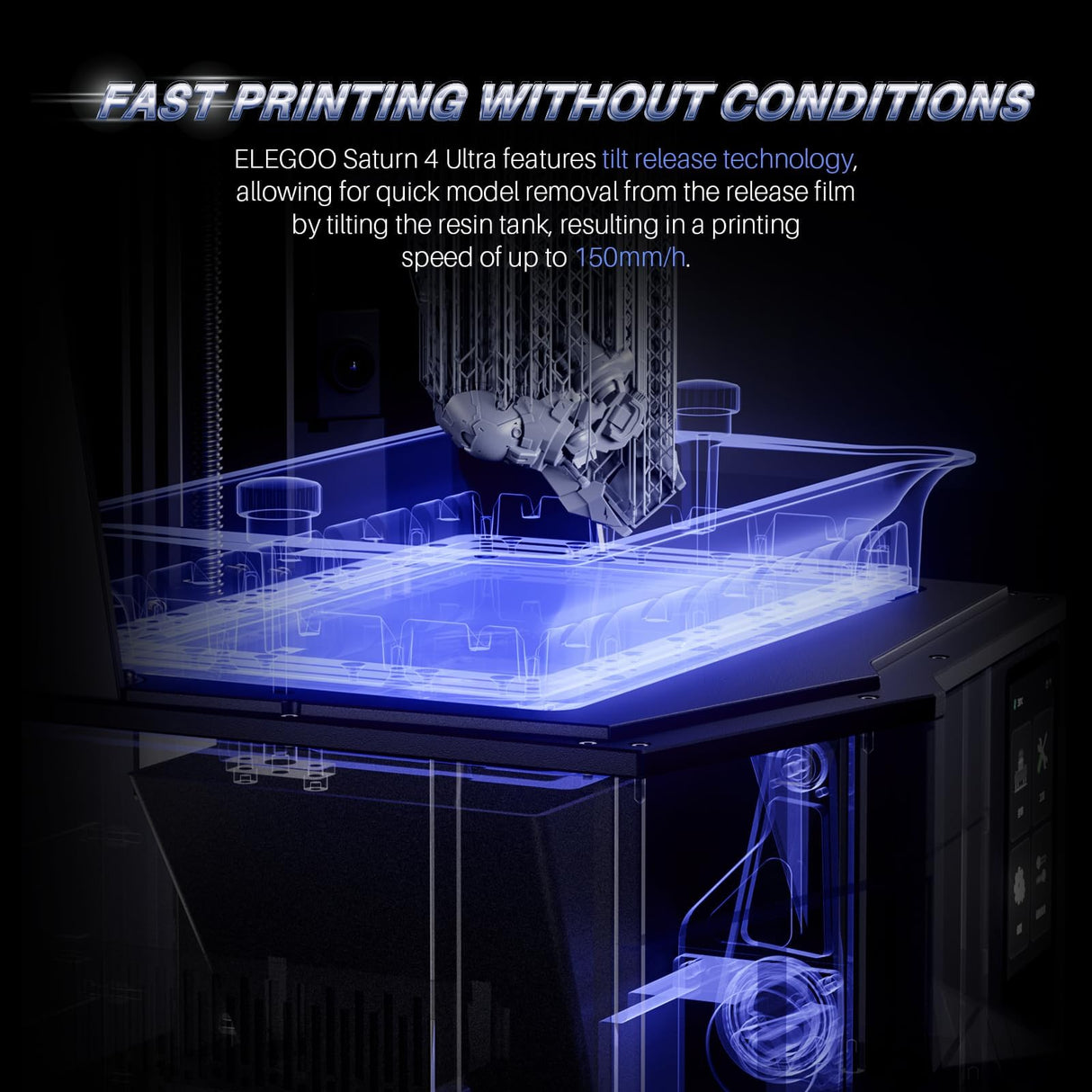 ELEGOO Saturn 4 Ultra 10"12K MSLA 3d Printer, Smart Resin Printer with AI Camera and Mechanical Sensor, 150mm/h Fast Printing, Auto-Leveling, WiFi Cluster Printing, Printing Size 8.62x4.84x8.66 Inches ELEGOO