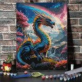Lovepefe Dragon Paint by Numbers Kit for Adults Beginner with Framed Colourful Dragons Paint by Number Kits Acrylic On Canvas Easy Oil Painting Kit for Gift Home Wall Decor 12x16 Inch Lovepefe
