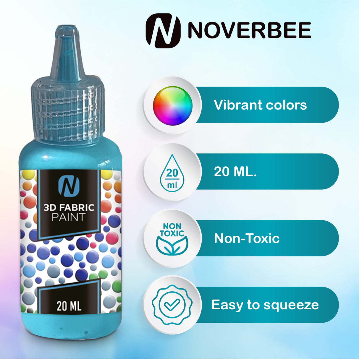 Novarbee- Fabric Paint, 12 Colors Puff Paint, 0.67 Oz, Fabric Paint For Clothes, 3d Puff Pens, Puff Paint For Crafts, Canvas, Glass, Clothing, Wood. Novarbee