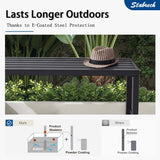 Black Outdoor Backless Bench for Garden, Set of 2, Metal Outdoor Bench Weatherproof, Patio Benches for Outdoors, Benches Seat for Backyard, Porch, Plant Stand and Holder Stabrech