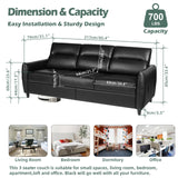 STHOUYN 85” Black Faux Leather Couch with USB, 3 Seater Sofa Couches for Living Room, Large Mid Century Modern Office Apartment Couch (Black) STHOUYN