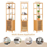 Giantex 4-Tier Bamboo Storage Cabinet with Shutter Door - Compact Freestanding Corner Rack in Natural Finish Giantex