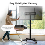 Mobile TV Cart Stand with Wheels for 23-60 Inch LCD LED Flat Curved Screen Outdoor Rolling TV Mount with Height Adjustable Portable Floor Stand Holds up to 88lbs Monitor TV Holder Max VESA 400x400mm AX WABER