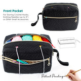 MYBAGZING Small Crochet Bag Organizer - Knitting Yarn Storage for Crocheting Holder Accessories, Needles, Hooks, Gifts, Black, (AM370) MYBAGZING