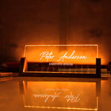 Personalized Light Up Desk Name Plate | New Job Promotion Gifts for Boss, Coworker, Friend | Office Table Decor from Wood for Men, Women | Custom HEGANITS