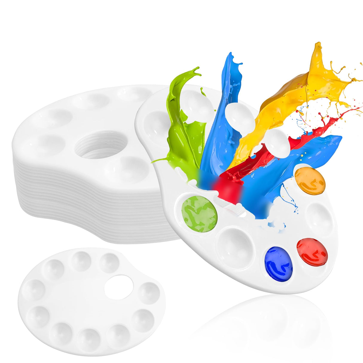 30 Pack 10 Well Paint Palettes Tray Bulk, White Plastic Paint Palettes for Adult, Watercolor Painting Tray Palette for Amateur Painters, DIY Art Painting KEJJNYER