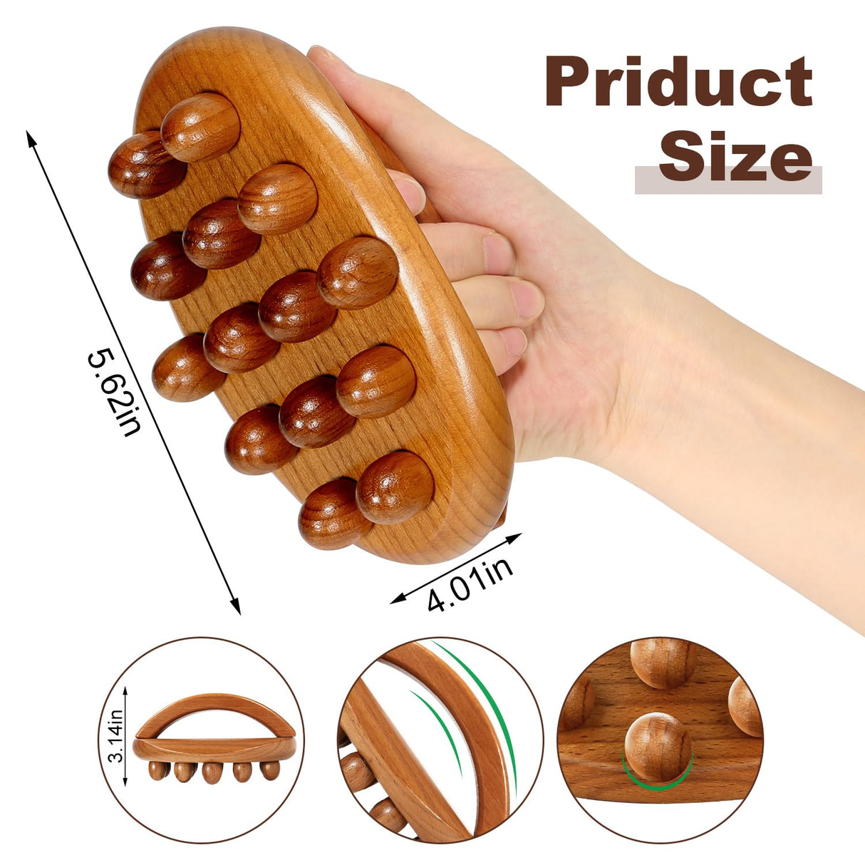 NXCYLW Wood Therapy Fascia Release Massage Tools, Manual Trigger Point Lymphatic Drainage Cellulite Massager, Wooden Massage Brush Gua Sha Body Sculpting Tool, Pain Relief and Body Shaping NXCYLW
