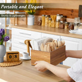 DRASTAR Utensil Caddy, Silverware Caddy for Party, Acacia Wood Silverware Holder, Silverware Organizer Countertop, Cutlery Storage Containers for Kitchen Table DRASTAR